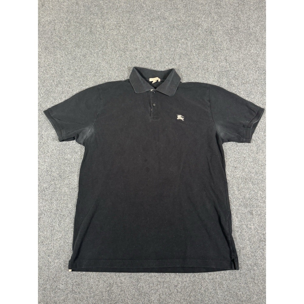 Burberry Brit Polo Shirt Mens Large Black Short Sleeve Embroidered Logo